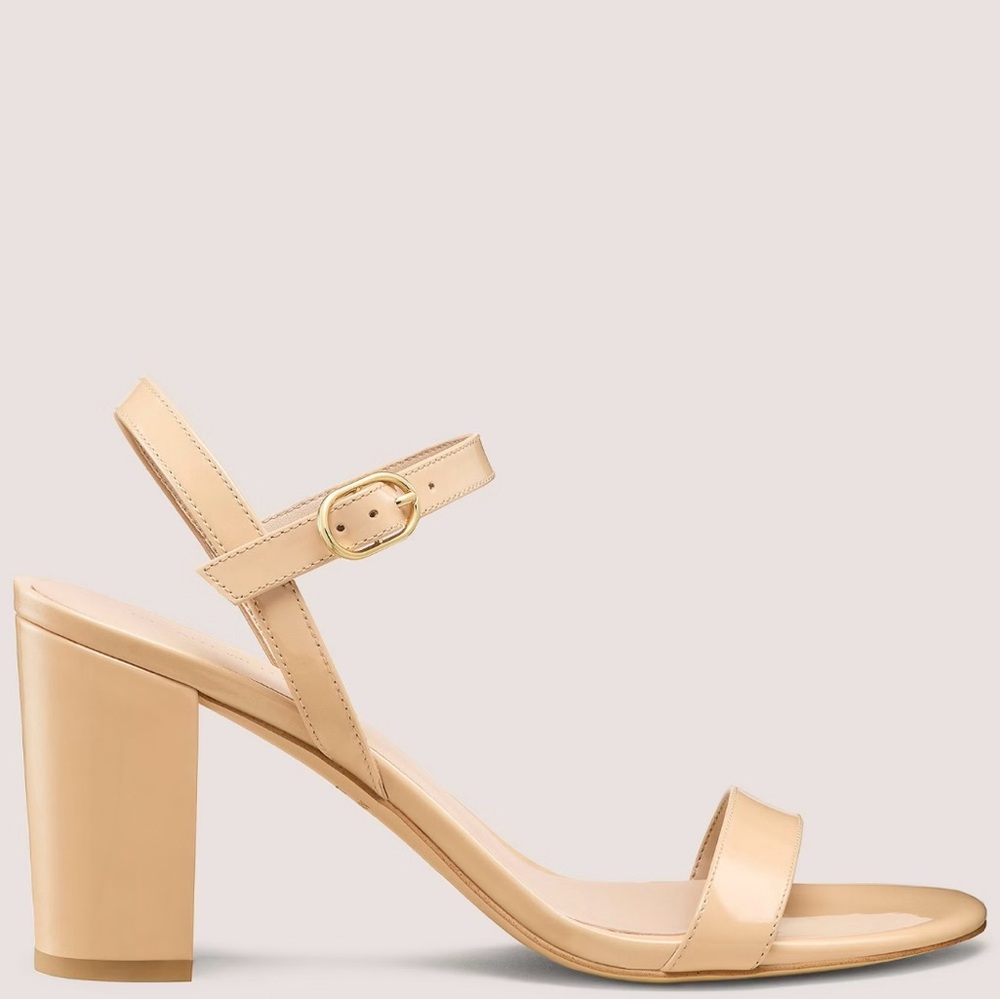 Stuart Weitzman Nude Block Heel Sandals